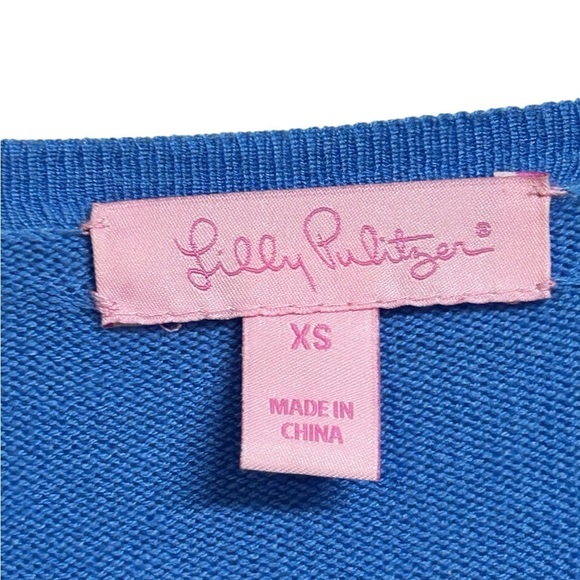 Lilly Pulitzer Cardigan Sweater Blue Womens Cashmere Open Waterfall XS - Picture 4 of 6